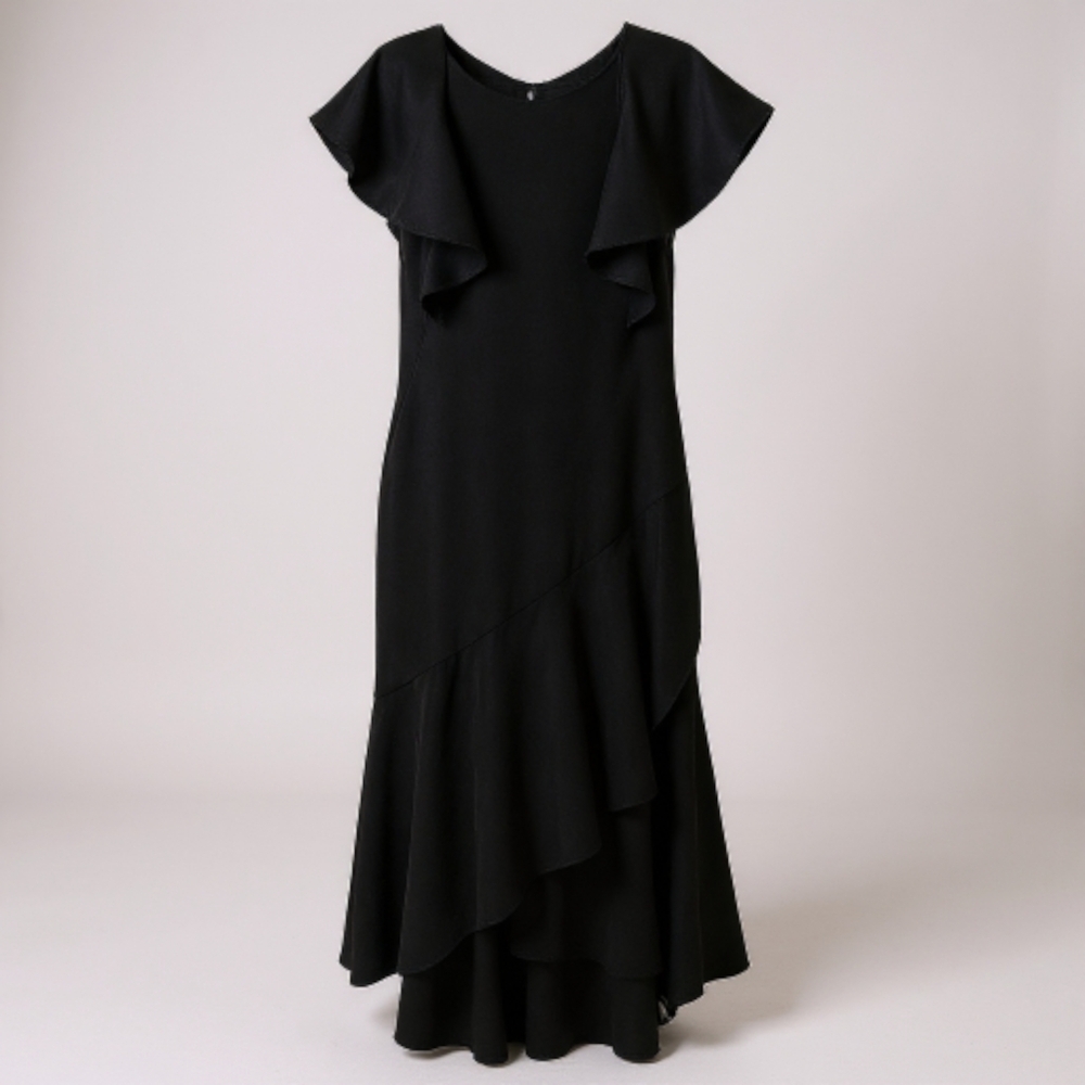 Monique Lhuillier Black Asymmetrical Dress